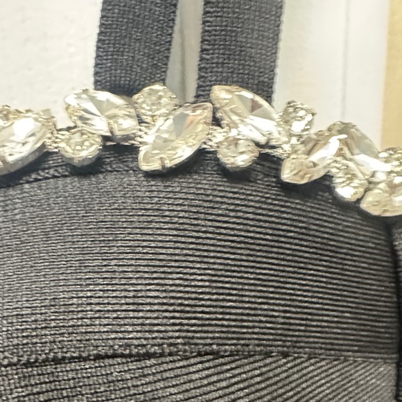 VENUS (M) Black Midi Dress with Embellished Neckline - Picture 6 of 8